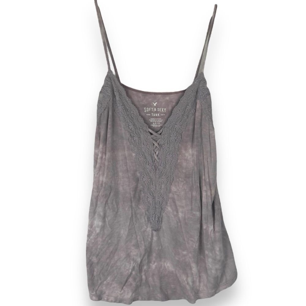 American Eagle Lace Trim Tank Top Womens Size Small Soft Grunge Twilightcore